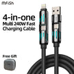 Mfish 4-In-1 Charger Multi 240W Fast Charging Super Liquid Silicone Cable with USB a Type C Lightning for Iphone17&Samsung Laptops Charger