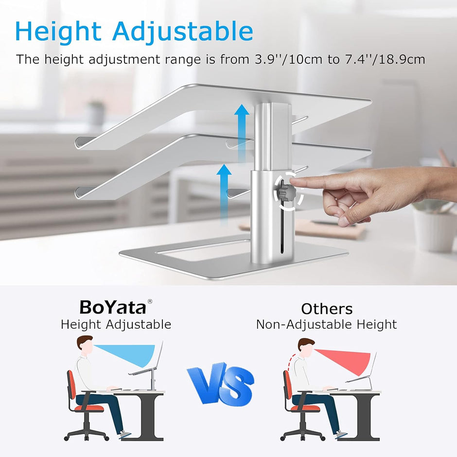 Laptop Stand, Ergonomic Aluminum Height Adjustable Computer Stand Laptop Holder for Desk, Compatible with Macbook Pro/Air, Dell, Lenovo, HP, Samsung, More Laptops 11-17