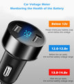 2 USB Car Charger,12V/24V Voltage Meter, Output 4.8A, Cigarette Lighter Plug Adapter Compatible with Iphone,Ipad, Samsung, USB Charging Devices, Black