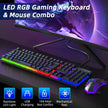 Gaming Keyboard and Mouse Combo, RGB LED Backlit Wired Computer Keyboard, Rainbow Light up USB Keyboard with 26 Anti-Ghosting Keys for PC Gamer, Laptop, Office, Black