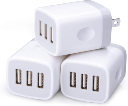 USB Charging Plug, Wall Charger Adapter,  3Pack Universal Travel 3.1A 3Muti Port Fast Charging Block Compatible with Iphone 17 16 15 14 13 SE 12Pro,Samsung Galaxy S26 S25 S24 S23 Ultra, Google