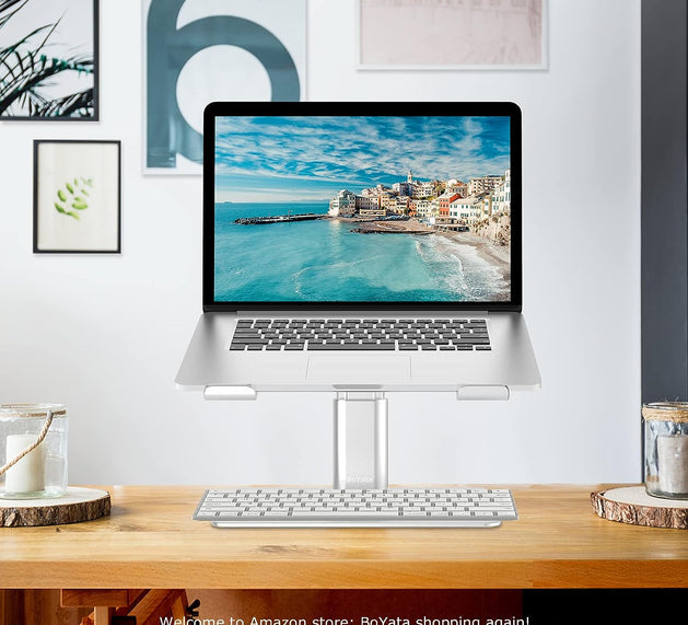 Laptop Stand, Ergonomic Aluminum Height Adjustable Computer Stand Laptop Holder for Desk, Compatible with Macbook Pro/Air, Dell, Lenovo, HP, Samsung, More Laptops 11-17"