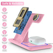 Wireless Charger, 18W 3 in 1 Wireless Charging Station for Iphone 17 16E 15 14 13 12 Pro, Fast Charger Stand for Iwatch SE 9-11 6-8 2-5, Airpods 4/3/2/Pro, Samsung Galaxy Seires (Pink)