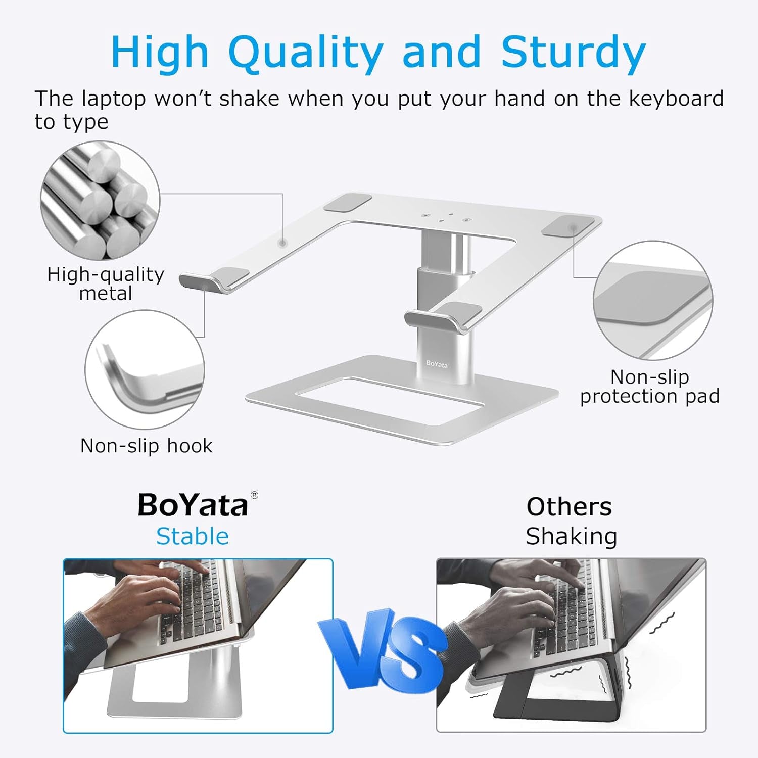 Laptop Stand, Ergonomic Aluminum Height Adjustable Computer Stand Laptop Holder for Desk, Compatible with Macbook Pro/Air, Dell, Lenovo, HP, Samsung, More Laptops 11-17