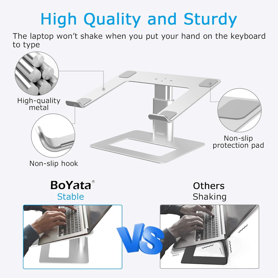Laptop Stand, Ergonomic Aluminum Height Adjustable Computer Stand Laptop Holder for Desk, Compatible with Macbook Pro/Air, Dell, Lenovo, HP, Samsung, More Laptops 11-17