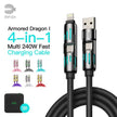 Mfish 4-In-1 Charger Multi 240W Fast Charging Super Liquid Silicone Cable with USB a Type C Lightning for Iphone17&Samsung Laptops Charger