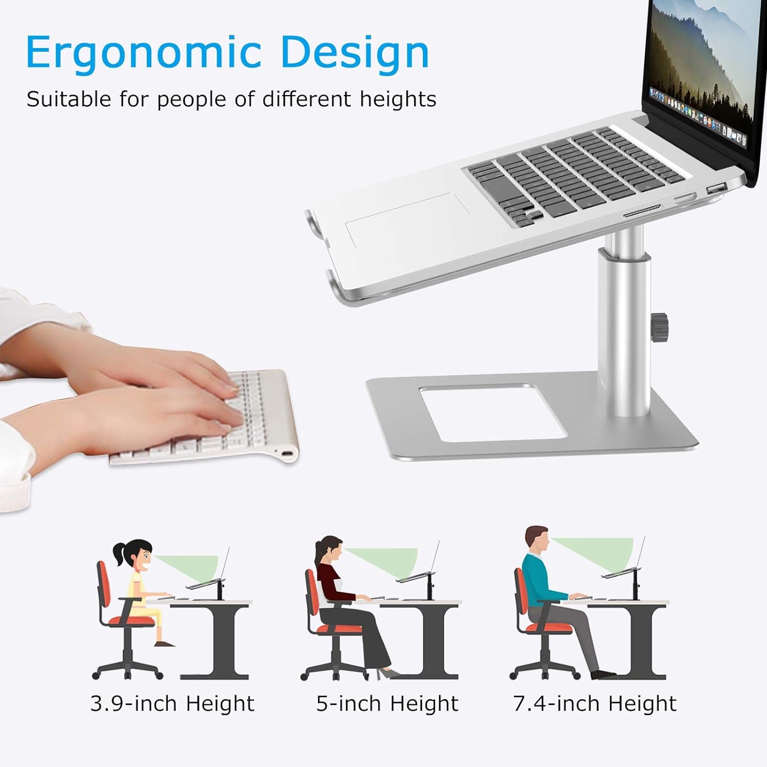 Laptop Stand, Ergonomic Aluminum Height Adjustable Computer Stand Laptop Holder for Desk, Compatible with Macbook Pro/Air, Dell, Lenovo, HP, Samsung, More Laptops 11-17
