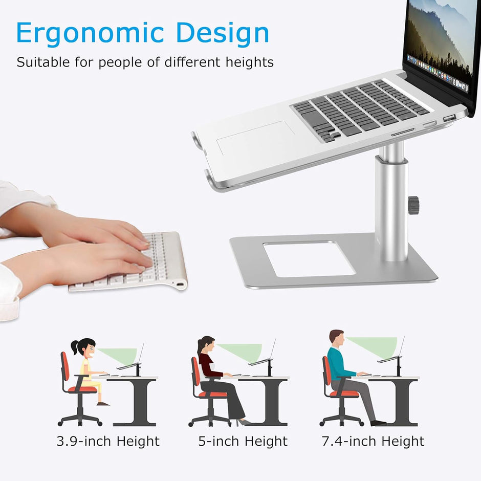 Laptop Stand, Ergonomic Aluminum Height Adjustable Computer Stand Laptop Holder for Desk, Compatible with Macbook Pro/Air, Dell, Lenovo, HP, Samsung, More Laptops 11-17