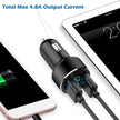 2 USB Car Charger,12V/24V Voltage Meter, Output 4.8A, Cigarette Lighter Plug Adapter Compatible with Iphone,Ipad, Samsung, USB Charging Devices, Black