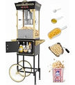 PopBria 12oz Retro Popcorn Machine with Cart – Black & Gold