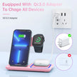 Wireless Charger, 18W 3 in 1 Wireless Charging Station for Iphone 17 16E 15 14 13 12 Pro, Fast Charger Stand for Iwatch SE 9-11 6-8 2-5, Airpods 4/3/2/Pro, Samsung Galaxy Seires (Pink)