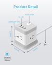 Power Bar with USB,  Flat Plug Extension Cord with 4 Outlets and 3 USB Ports, 5 FT Power Cord Desktop Charging Station, Overload Protection, Compact Portable for Travel Home Office Cruise Ship