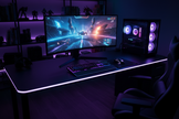 31.5 inch Curved Gaming Monitor gaming desk lifestyle setup